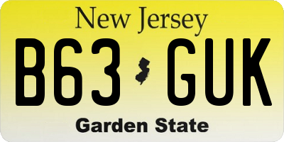 NJ license plate B63GUK