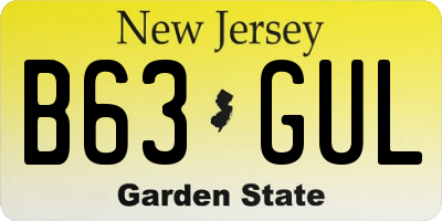 NJ license plate B63GUL