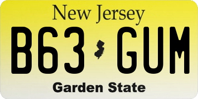 NJ license plate B63GUM
