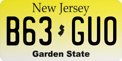 NJ license plate B63GUO