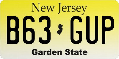 NJ license plate B63GUP