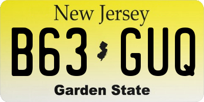 NJ license plate B63GUQ