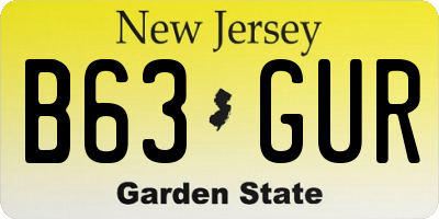 NJ license plate B63GUR