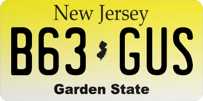 NJ license plate B63GUS