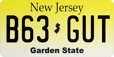NJ license plate B63GUT