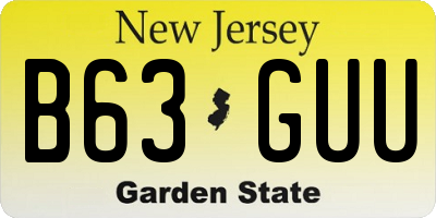 NJ license plate B63GUU