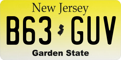 NJ license plate B63GUV