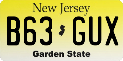 NJ license plate B63GUX
