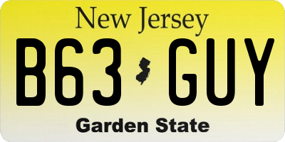 NJ license plate B63GUY