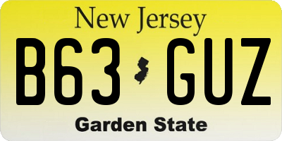 NJ license plate B63GUZ
