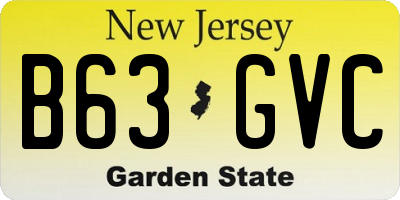 NJ license plate B63GVC