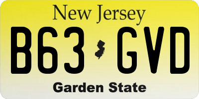 NJ license plate B63GVD
