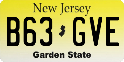 NJ license plate B63GVE