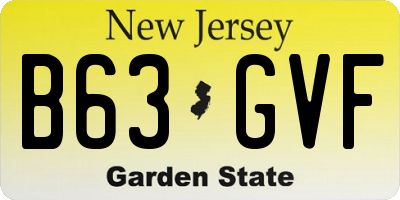 NJ license plate B63GVF