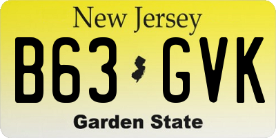 NJ license plate B63GVK