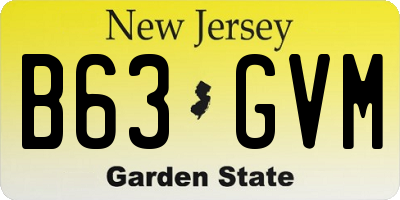 NJ license plate B63GVM