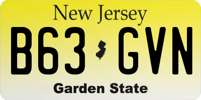 NJ license plate B63GVN