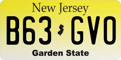 NJ license plate B63GVO
