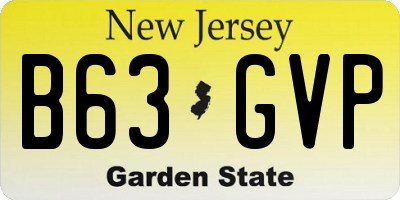 NJ license plate B63GVP