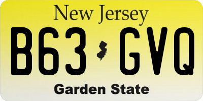 NJ license plate B63GVQ