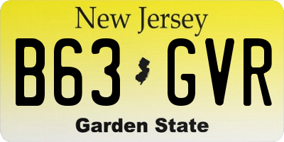 NJ license plate B63GVR