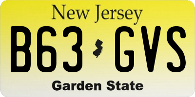 NJ license plate B63GVS