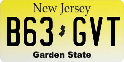 NJ license plate B63GVT