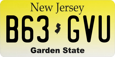 NJ license plate B63GVU