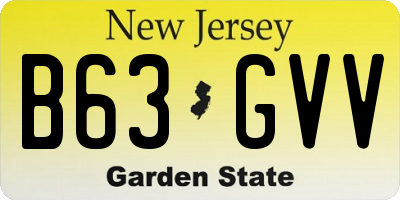 NJ license plate B63GVV