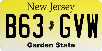 NJ license plate B63GVW