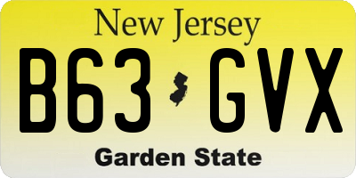 NJ license plate B63GVX