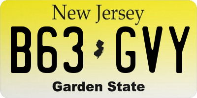 NJ license plate B63GVY