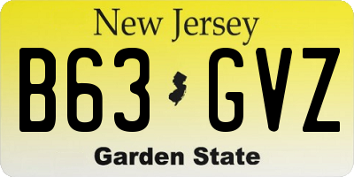 NJ license plate B63GVZ