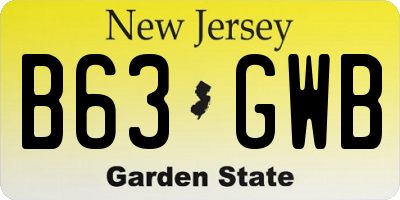 NJ license plate B63GWB