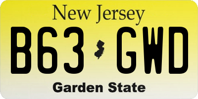 NJ license plate B63GWD