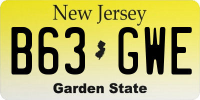 NJ license plate B63GWE