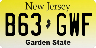 NJ license plate B63GWF