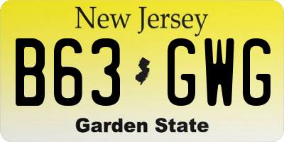 NJ license plate B63GWG