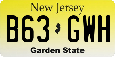 NJ license plate B63GWH