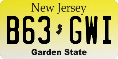 NJ license plate B63GWI