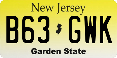 NJ license plate B63GWK
