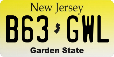 NJ license plate B63GWL