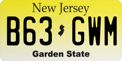 NJ license plate B63GWM