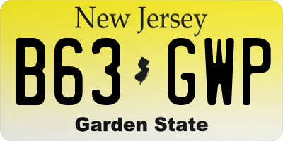 NJ license plate B63GWP