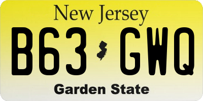 NJ license plate B63GWQ
