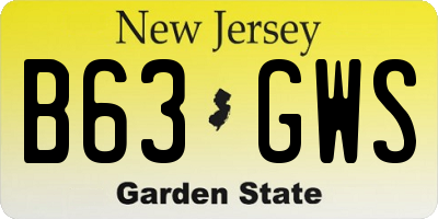 NJ license plate B63GWS