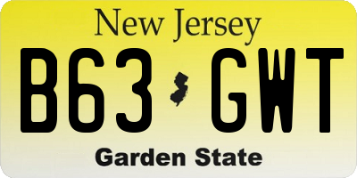 NJ license plate B63GWT