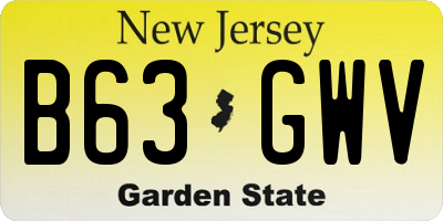 NJ license plate B63GWV