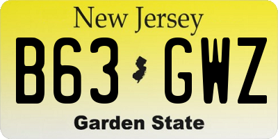 NJ license plate B63GWZ