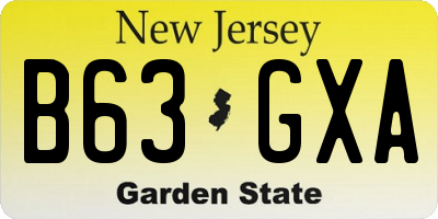 NJ license plate B63GXA
